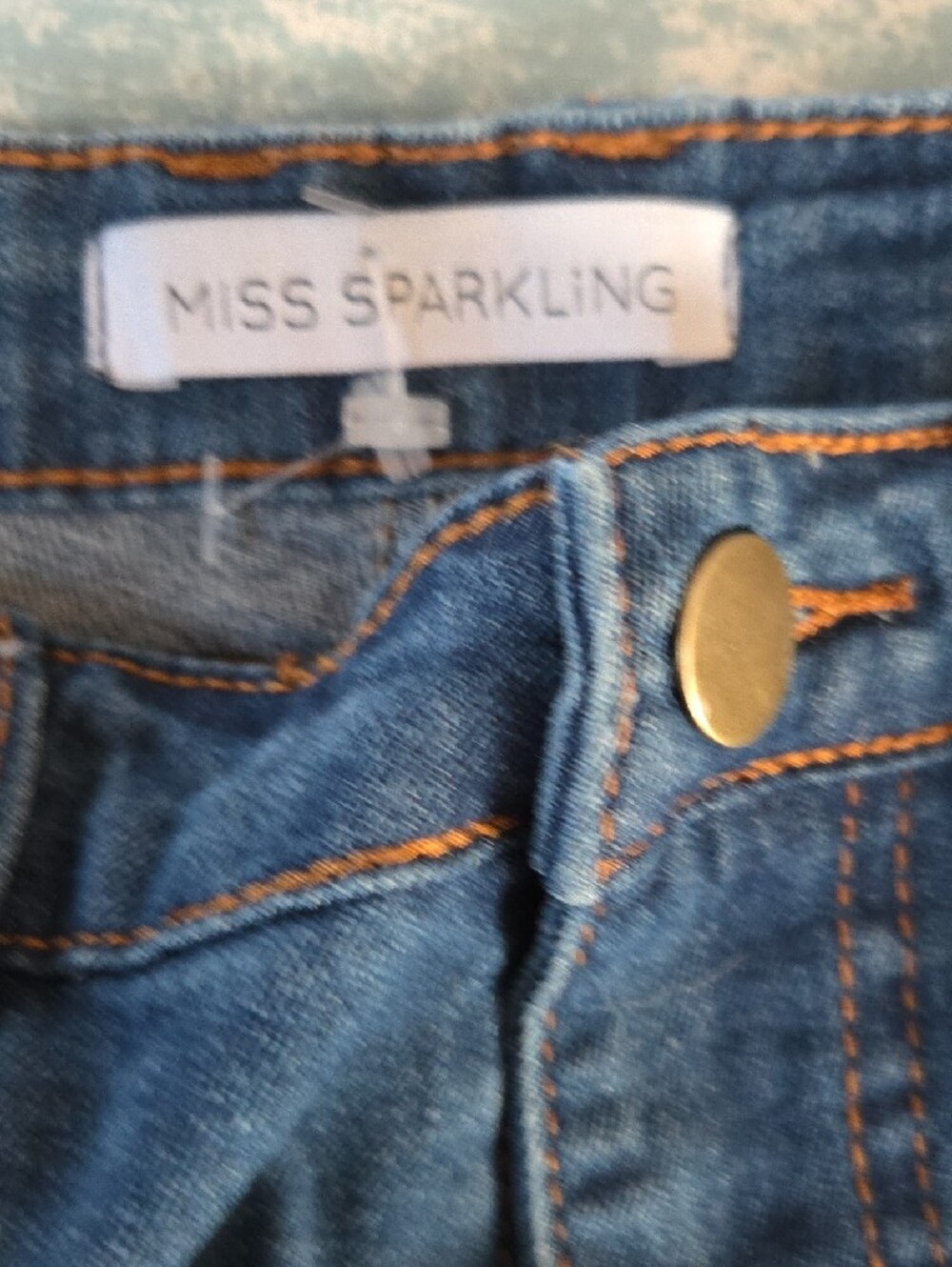 Miss Sparkling Dark Wash Wide Leg Jeans - Dark Blue - Picture 8 of 8